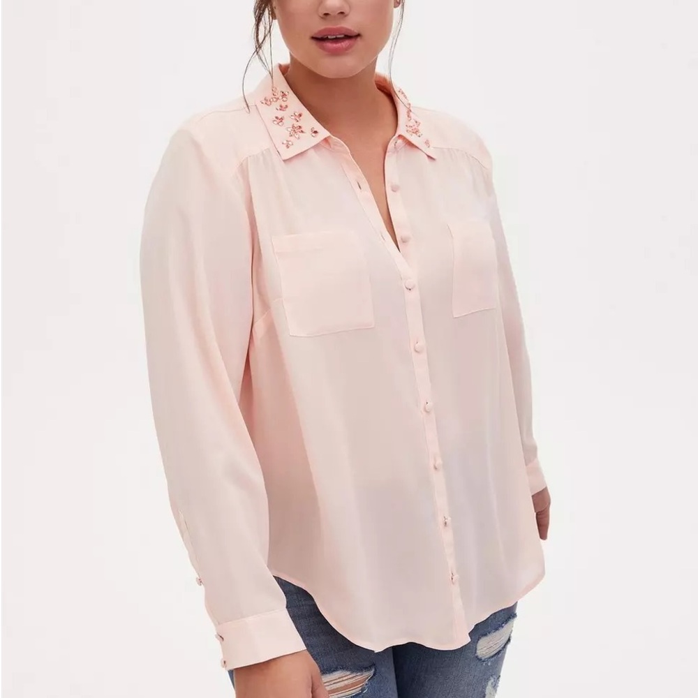 Torrid Light Pink Georgette Button Down